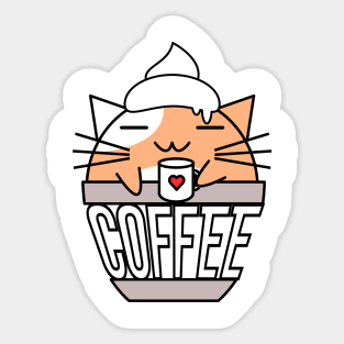 Meowcha in cup orange Sticker